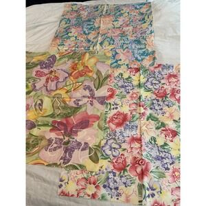 Lot of 3‎ Vintage Flowers abstract 90s look style Fabric 25" x 25" floral colors